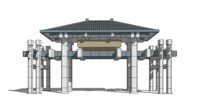 新中式大门SU模型下载